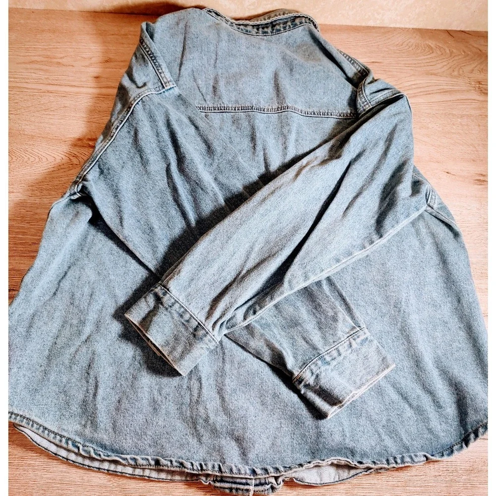 Forever‎ 21 Patched Denim Trucker Battle Shirt Jacket Y2K Rockstar Festival 1X